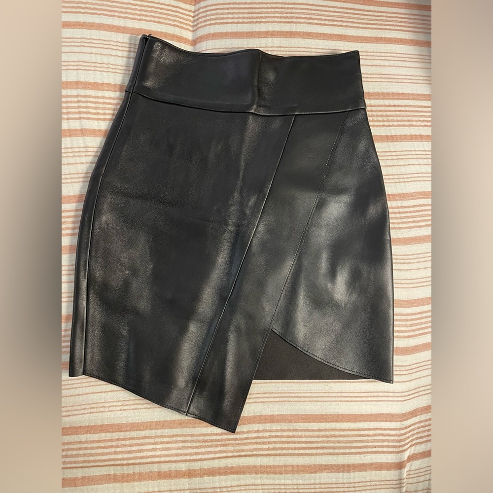 Leather mini skirt